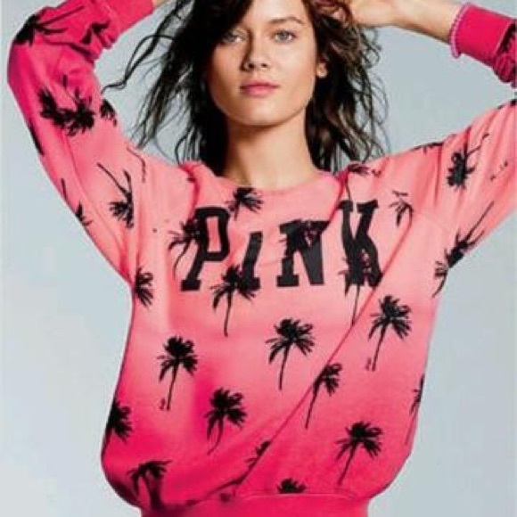 PINK Victoria's Secret Tops - Vintage VS PINK Ombré Palm Print Sweatshirt Size S